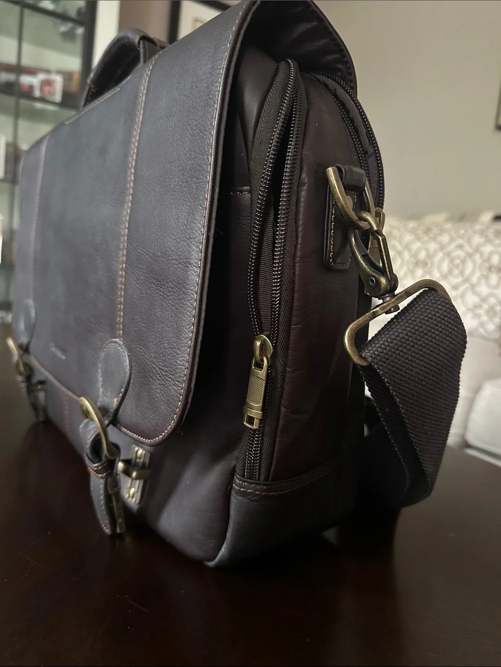 Samsonite Dark Brown Leather Briefcase Messenger Bag